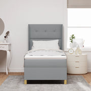 Letto Box Spring con Materasso Grigio Chiaro 90x200 cm Tessuto