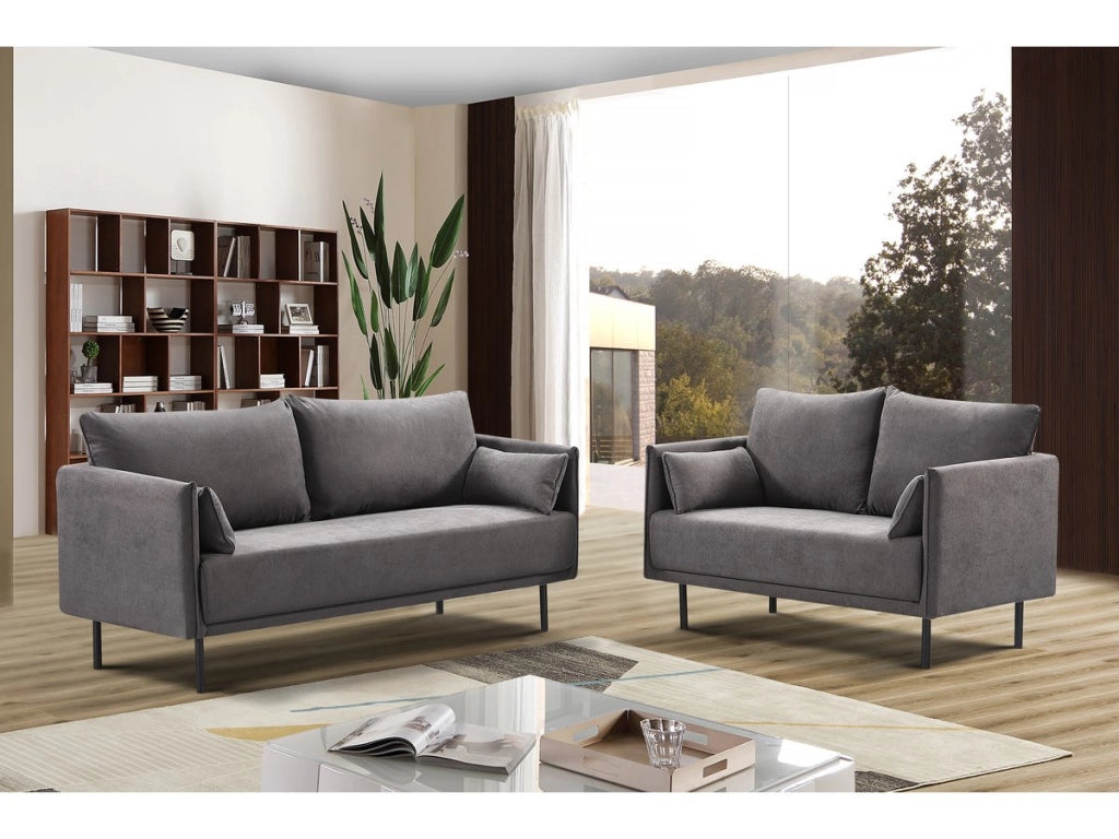 Divano in tessuto "Rudy" - 132 x 78 x 88 cm - 2 posti - Grigio scuro