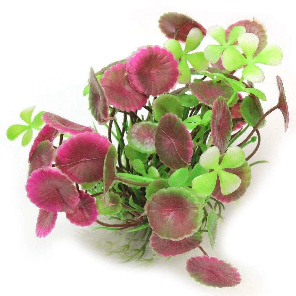 Trade Shop - Pianta Piantina Artificiale Per Acquario Piante Finte Plastica Foglie Loto Bello -
