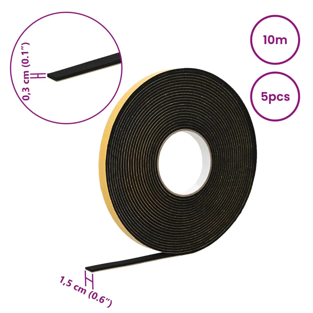 Nastro adesivo in schiuma 5 pcs Nero 15mm x 10m Schiuma CR 42024063