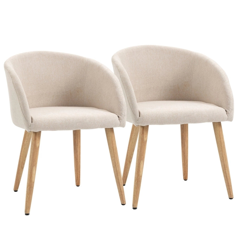 Set di 2 sedie da pranzo 55x56x74 cm imbottite con struttura in metallo beige