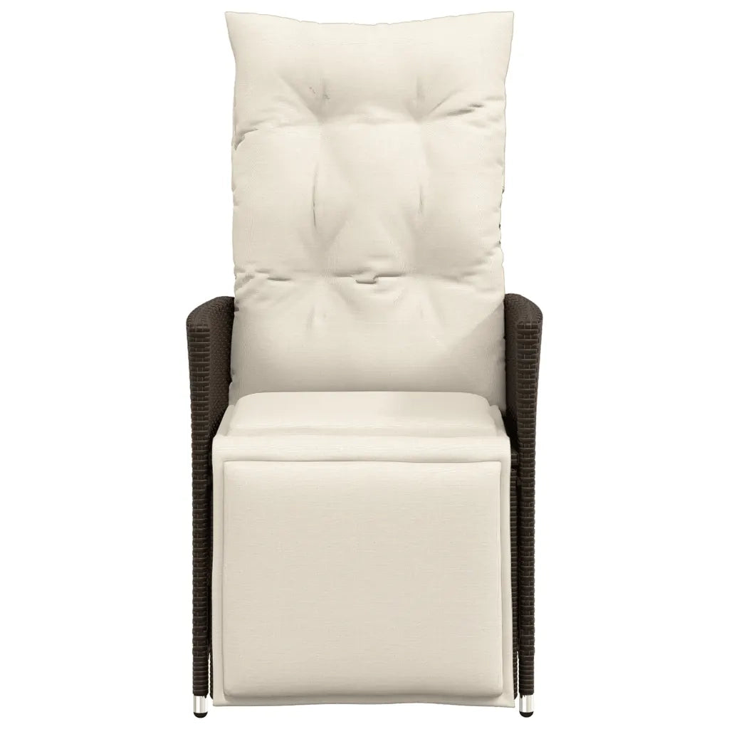 Sedie Reclinabili Giardino 2pz con Cuscini Marrone Polyrattan 365667
