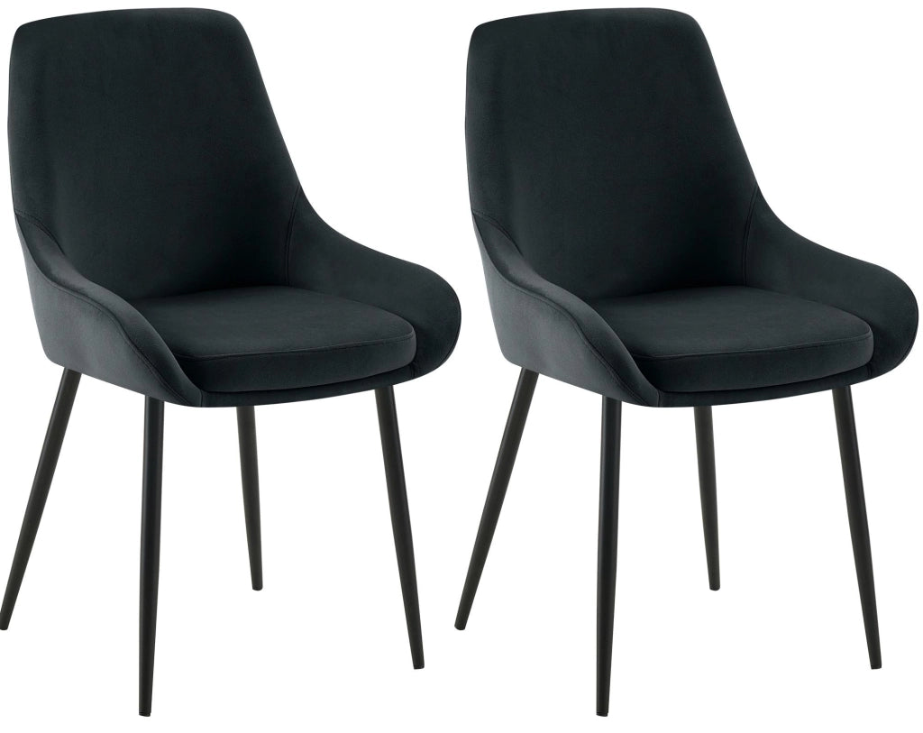 Set di 2 sedie per sala da pranzo Elmira velluto nero 7