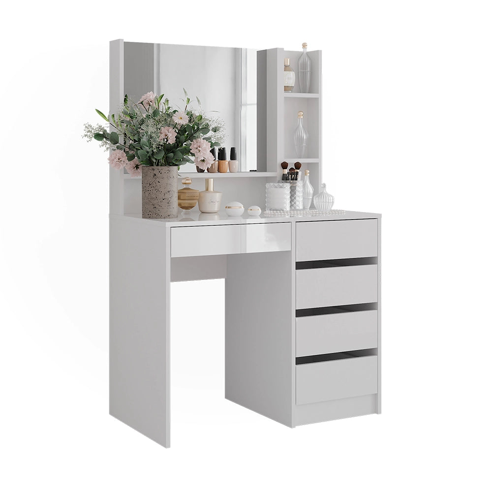 Vicco Tavolo da toeletta Bianco/bianco lucido 89.8 cm 3 parti