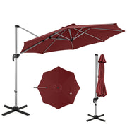 Ombrellone a braccio tondo 339 x 260 cm rotazione 360° inclinazione regolabile stile moderno poliestere rosso 20_0013022