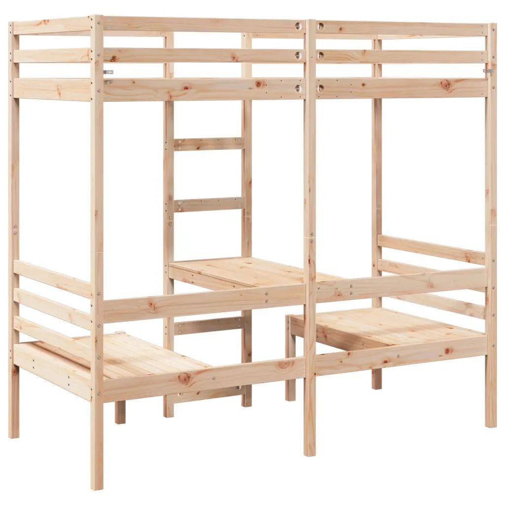 Giroletto Soppalco con Scrivania e Sedie-Struttura Letto 75x190cm Legno Pino