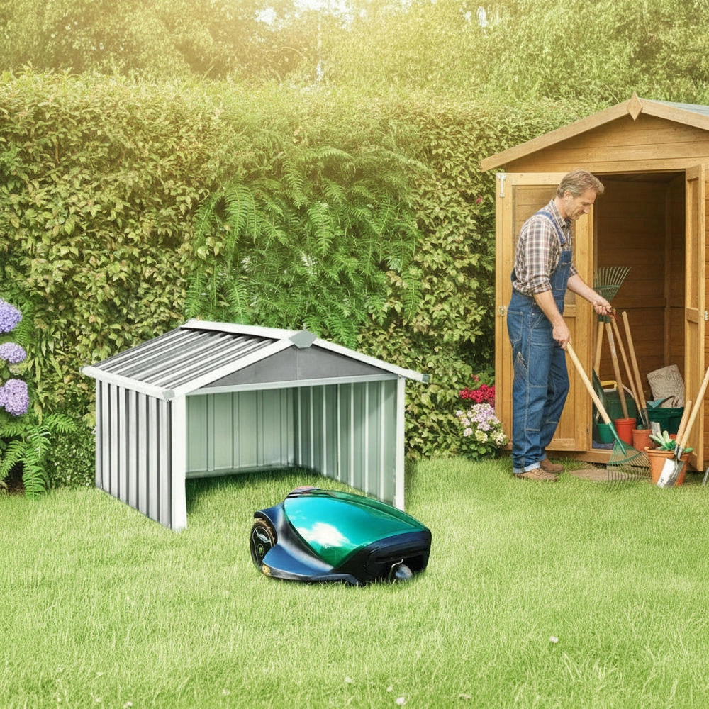 Lawnmower Garage 92x97x63 Cm Galvanized Steel Grey