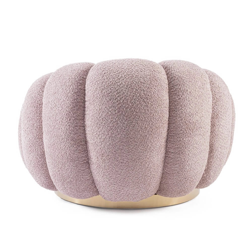 Poltrona Girevole Bouclé con Base in Acciaio Dorato - RACHEL