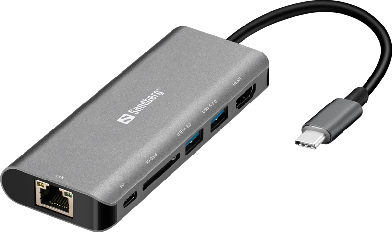 ORIGINAL Sandberg Accessori per computer Grigio 136-18 Dockingstation Sandberg USB-C Dock HDMI+LAN+SD+USB100W