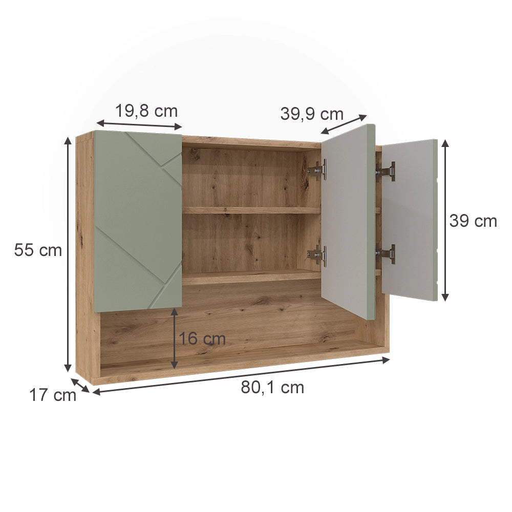 Vicco Specchio contenitore bagno Verde salvia 80.1 x 55 cm