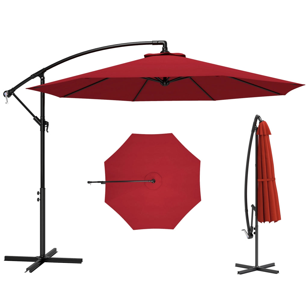 Ombrellone da Giardino Octagonale Inclinabile ¨C zephmum ¨C 3 x 2.5 m, Rosso Bordo