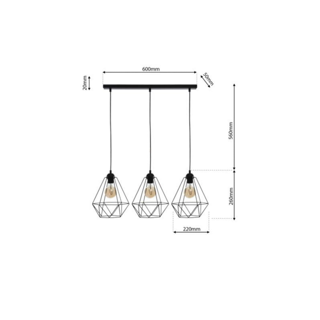 Lampadario Milagro Basket 3xE27 nero metallo MLP7215