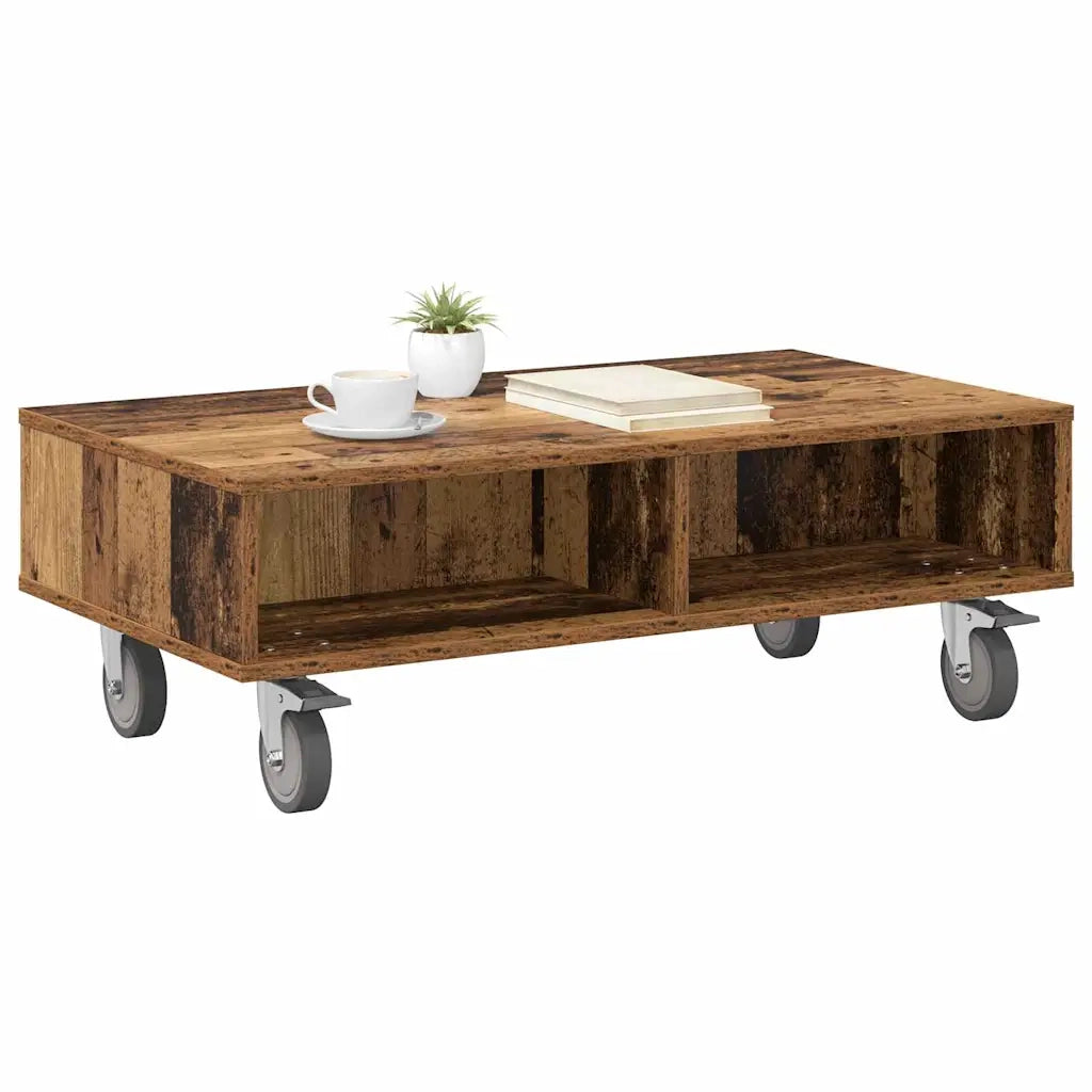 Tavolino | Tavolo laterale con Ruote Legno vecchio 90 x 50 x 30 cm