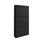 Scarpiera Alexa, Mobile portascarpe in metallo, Armadio da ingresso multiuso, Mobiletto per calzature, 50x15h104 cm, Nero