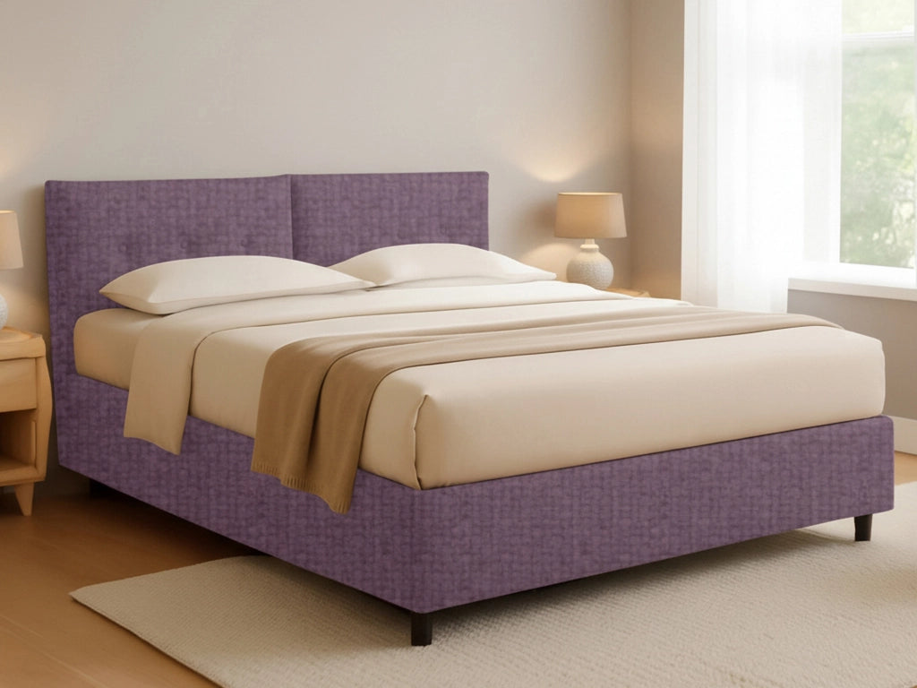 Leeds, Letto Piazza e Mezza Sfoderabile Made in Italy, Viola Lilla