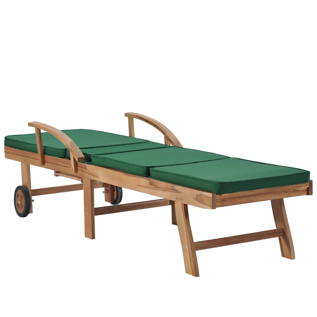 Lettini Prendisole con Cuscini 2 pz in Legno di Teak Verde 3054635