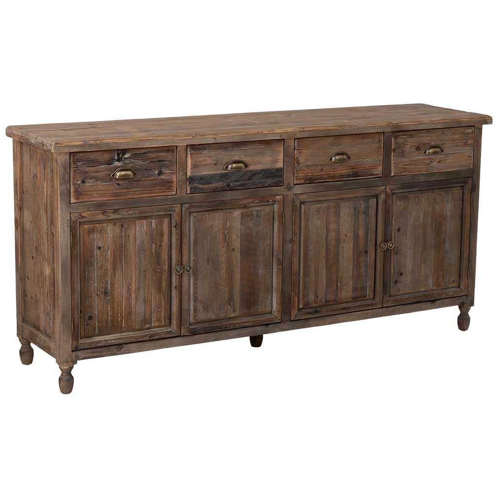 Credenza in legno con 4 cassetti e 4 ante 180x45x86