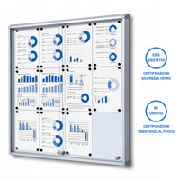 Bacheca con Ante Scorrevoli 94x98,2x5,9 cm in Alluminio Fondo Magnetico Silver