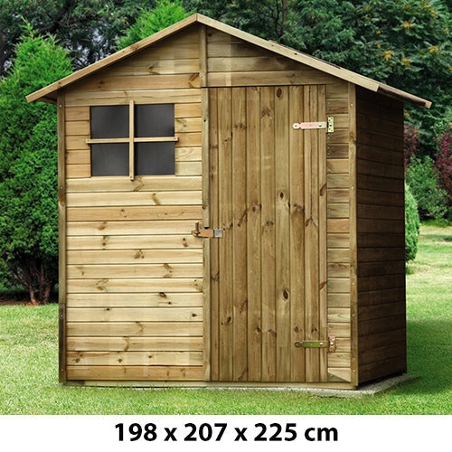 Casetta Box Capanno in Legno per Attrezzi con Porta e Finestra 198X207X225Cm