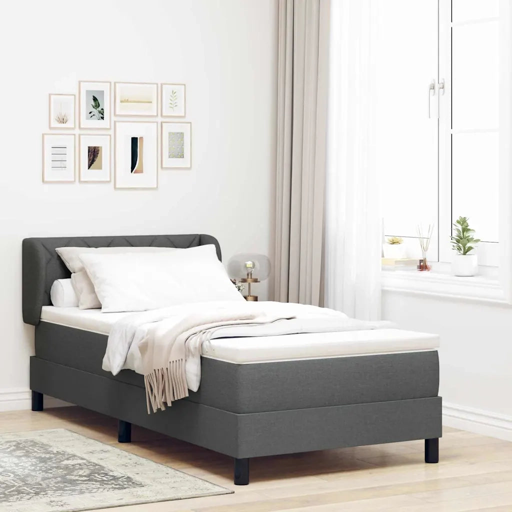 Letto a molle con materasso Grigio scuro 90 x 200 cm Tessuto 3340067