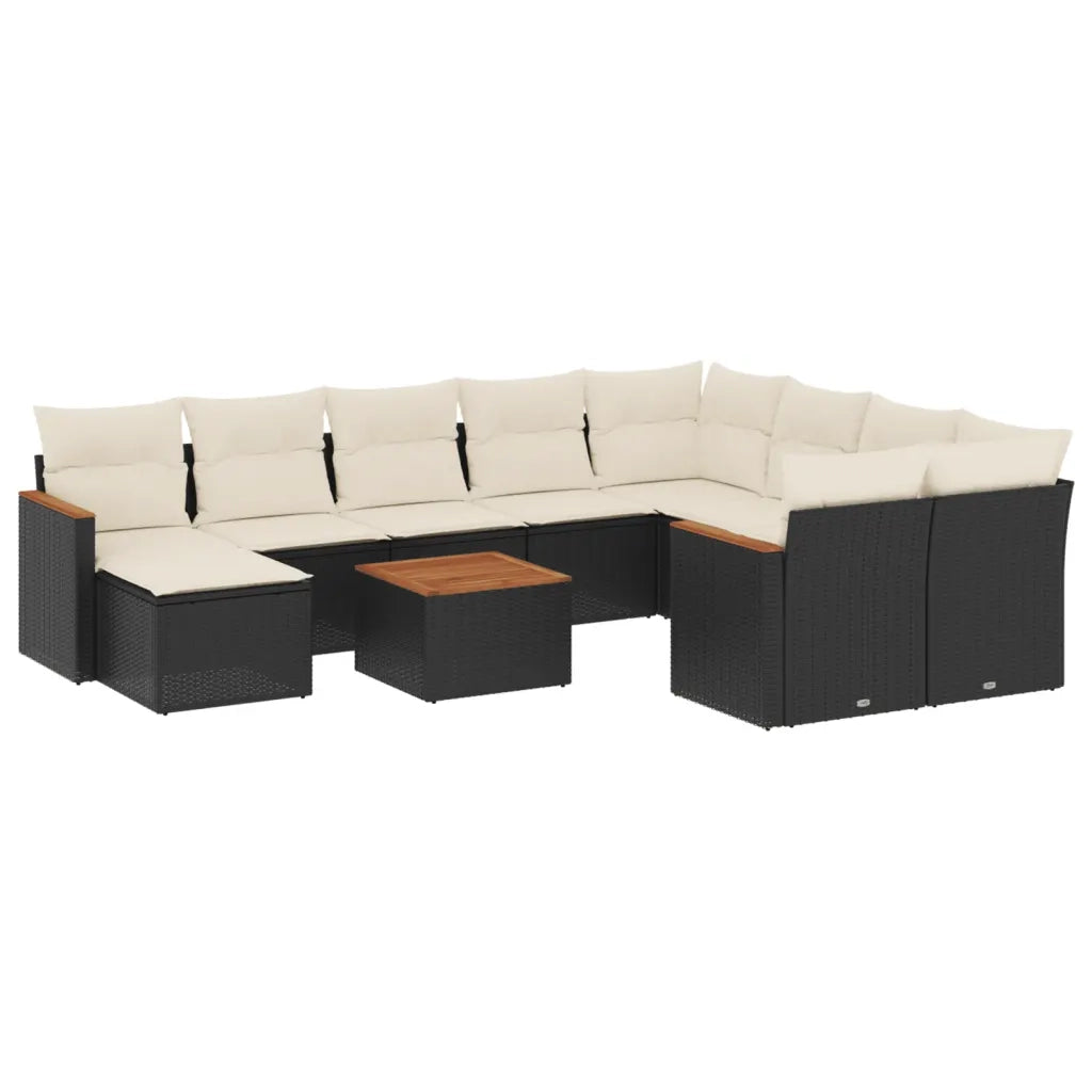 Set Divani da Giardino 11 pz con Cuscini in Polyrattan Nero 3258962