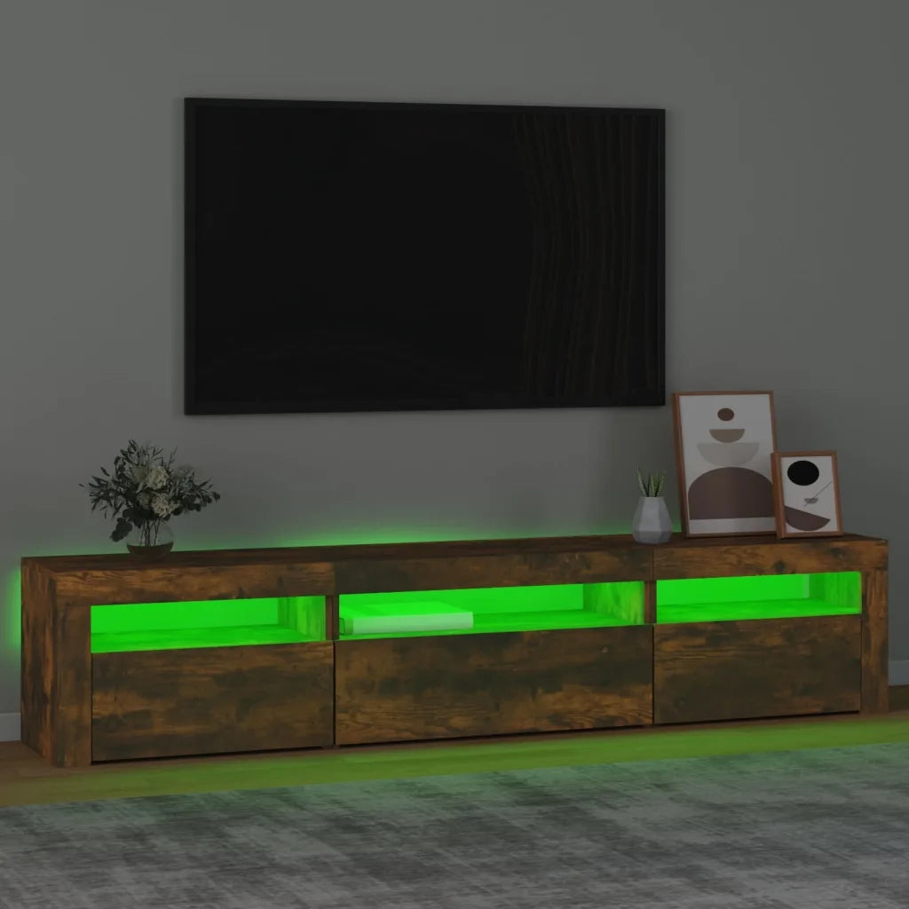Mobile Porta TV con Luci LED Rovere Fumo 195x35x40 cm cod mxl 6384