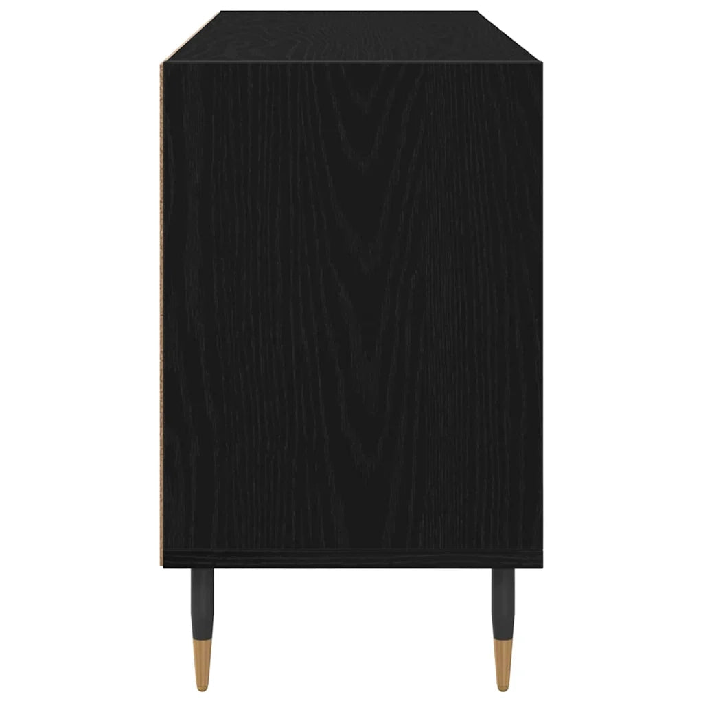 Mobile TV rettangolare moderno con vani portaoggetti 103,5 x 30 x 50 cm in legno composito di rovere nero 02_0052753