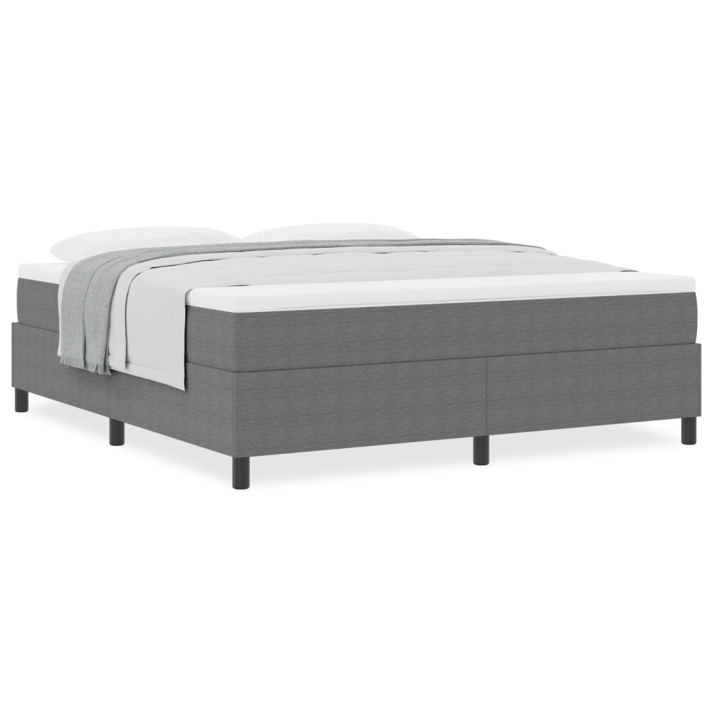 Letto a Molle con Materasso Grigio Chiaro Super King Tessuto in Corduroy