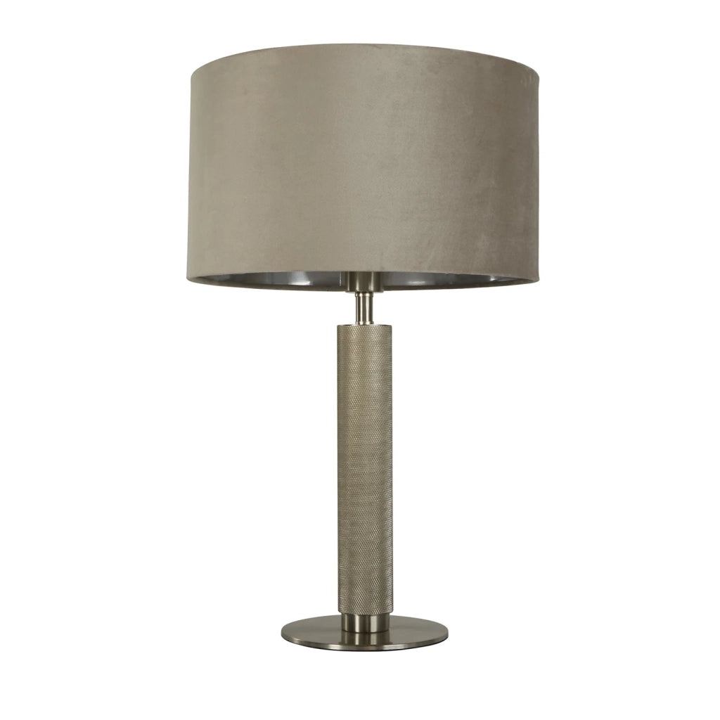 Lampada Scrivania Contemporanea Londra Acciaio Ottone Velluto Tortora 1 Luce E27