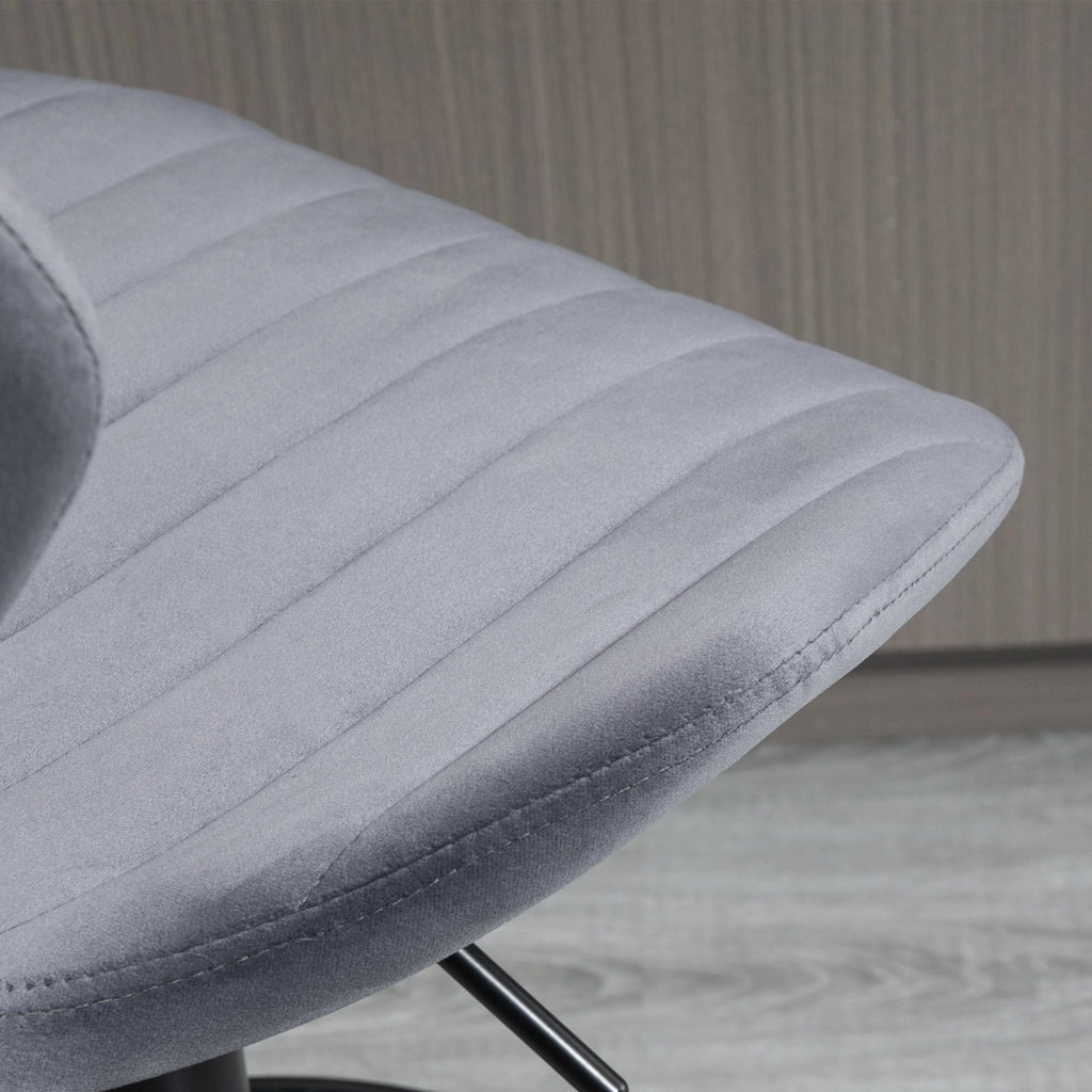 Set 2 Sgabelli da Bar 47x51,5x91,5-113,5 cm in Poliestere Vellutato Grigio