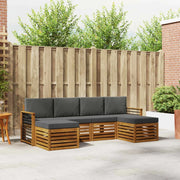 Set divani 6 pcs Naturale e Antracite Legno di Acacia Massello