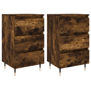 Set di 2 Comodini | Armadio da Notte | Mobiletto da notte Rovere Fumo 40x35x69 cm in Legno Multistrato