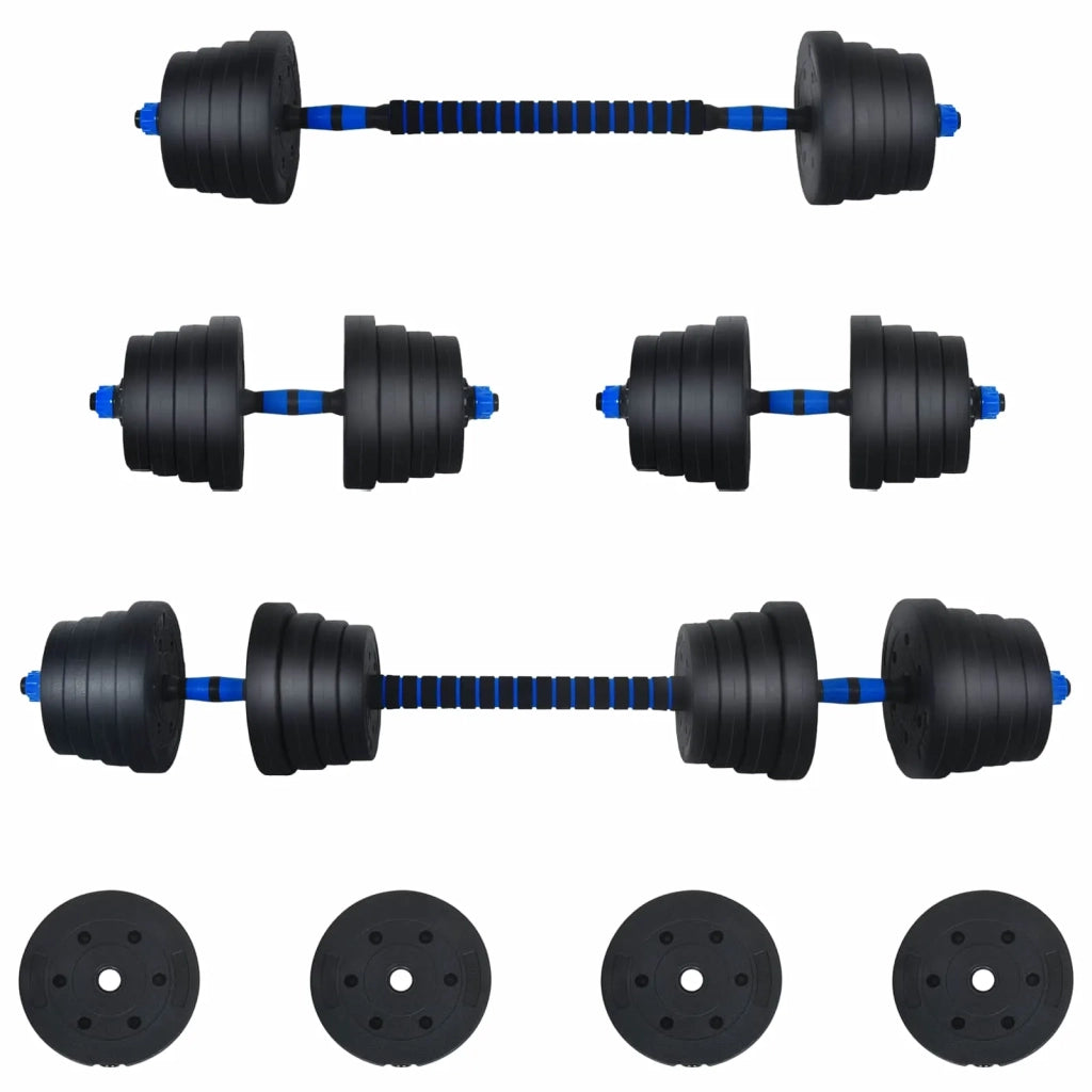 Set di Manubri 2-in-1 40kg Nero e Blu Cemento e sabbia di ferro