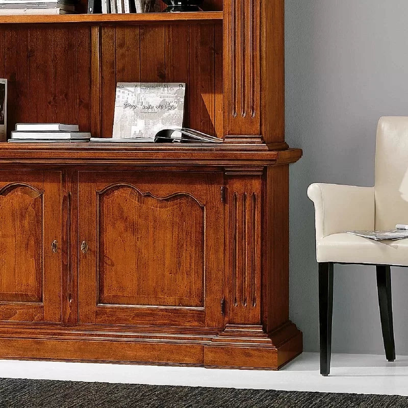 Libreria 2 porte in legno massello tinta noce l.164 x p.53 h.225 - Mobili 2G