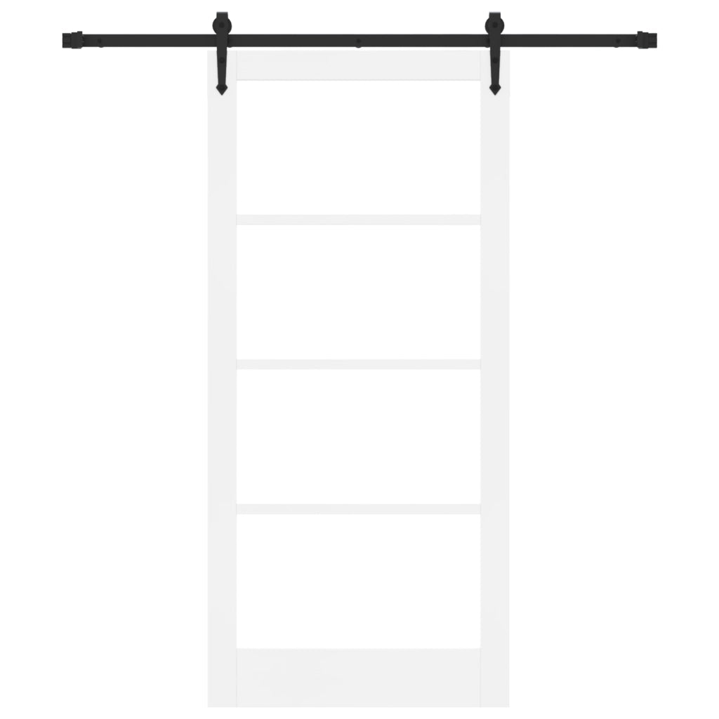 Set Porta Scorrevole  con Set di Ferramenta Bianca 93x202 cm Legno Massello di Pino