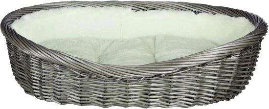 Cestino di paglia con copertura e cuscino - 80 cm grigio - per animali domestici - confortevole