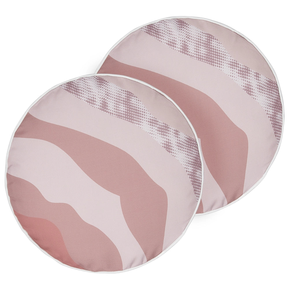 Set di 2 cuscini da giardino per esterni in poliestere con motivo astratto rosa ⌀ 40 cm fodere resistenti all'acqua