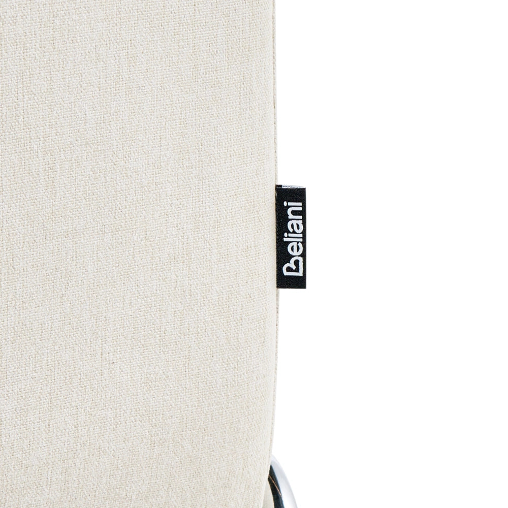 Set di 2 sedie da pranzo imbottite con braccioli, rivestimento beige chiaro, base in metallo design moderno