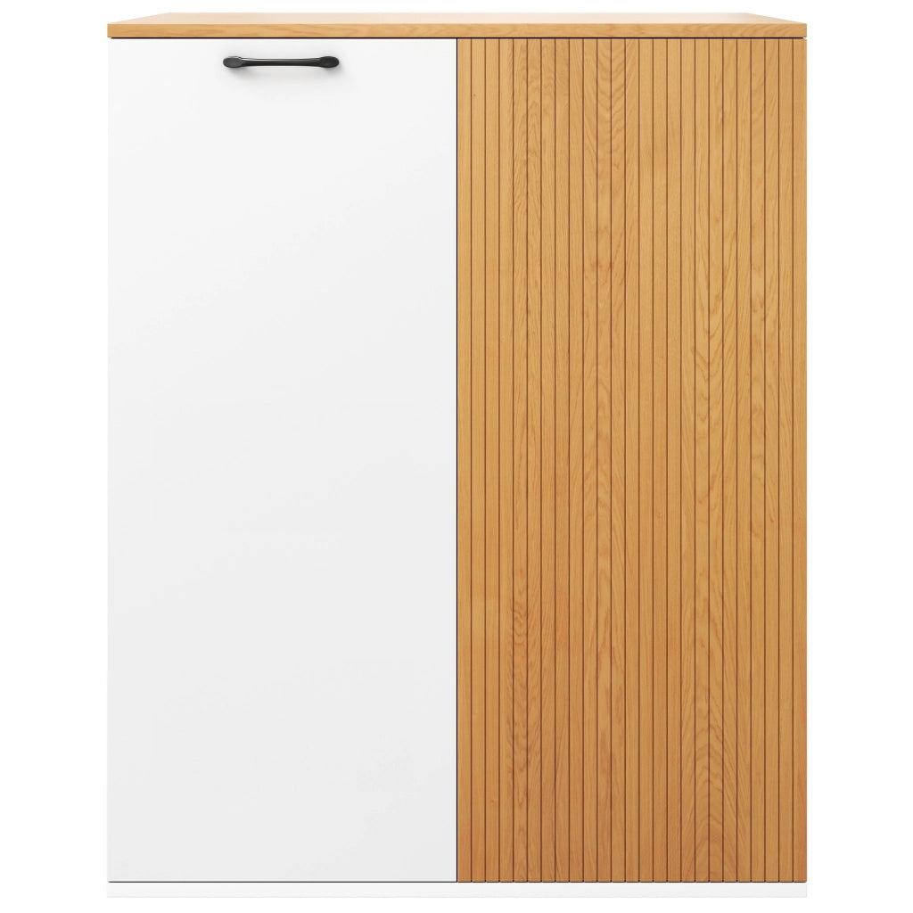 Armadio archivio 80x40x110 cm con cerniere soft-close in MDF bianco e rovere
