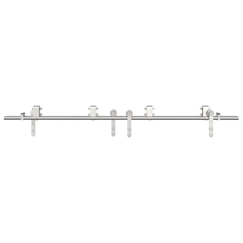 Kit Binari Porta Scorrevole 183 cm Acciaio Inossidabile Argento 3295765