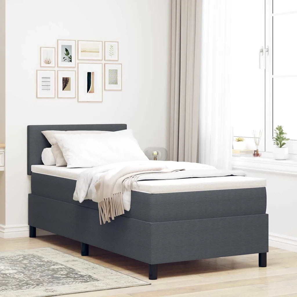 Letto a Sorgente LED Grigio Scuro e Bianco 100 x 200 cm 3337588