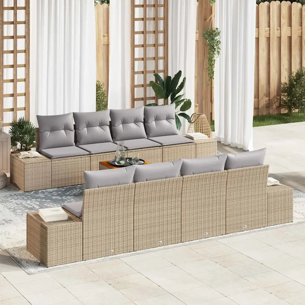 Set Divano da Giardino 9 pcs Beige e Grigio Chiaro polyrattan 3356600