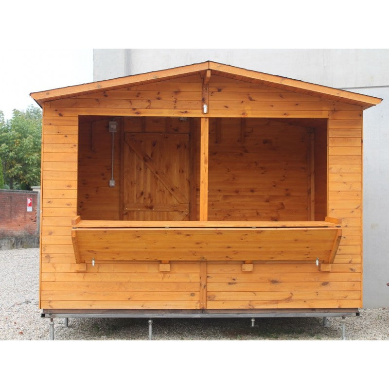 Chiosco espositivo in legno con pavimento, Doghe in Pino Massello  19mm ? mod. CH3x2 - 100026