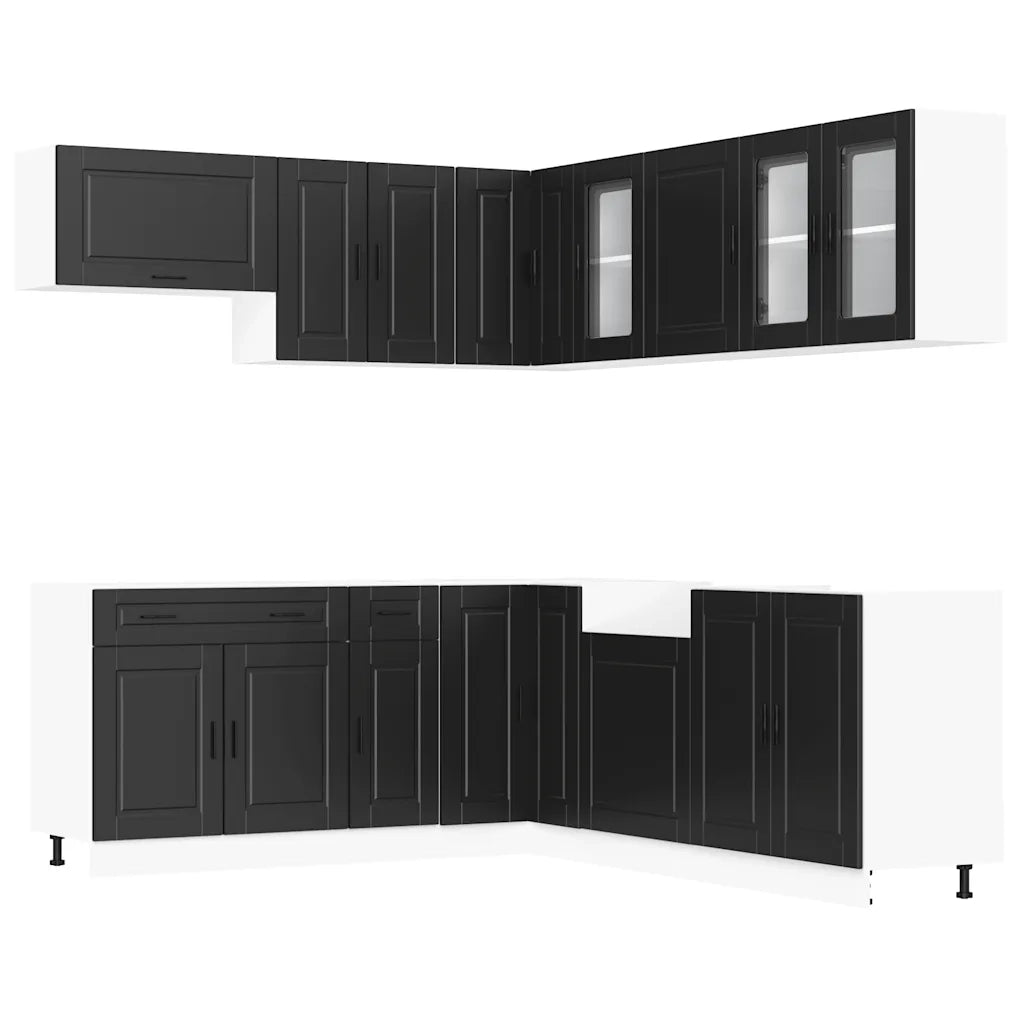 vidaXL Set Mobili da Cucina 11 pz Porto Neri Legno Multistrato