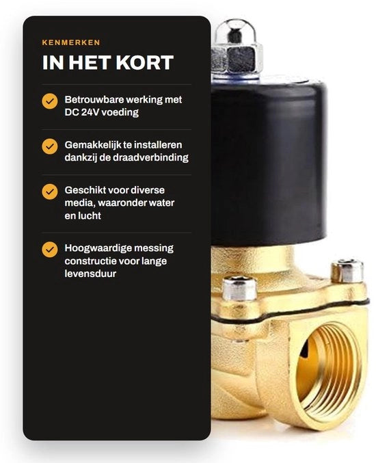 Vitale Sostituzione - Valvola Elettromagnetica 24V - Chiusura Normale - Ottone - 3/4 pollici BSPP - Valvola di Sostituzione - Adatto per Acqua/Aria/Gas - Ventilatore Elettrico