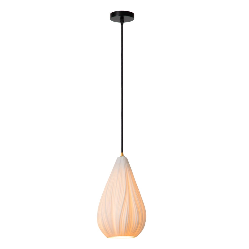 Lampada a sospensione CINZIA 1xE27 porcellana bianco nero