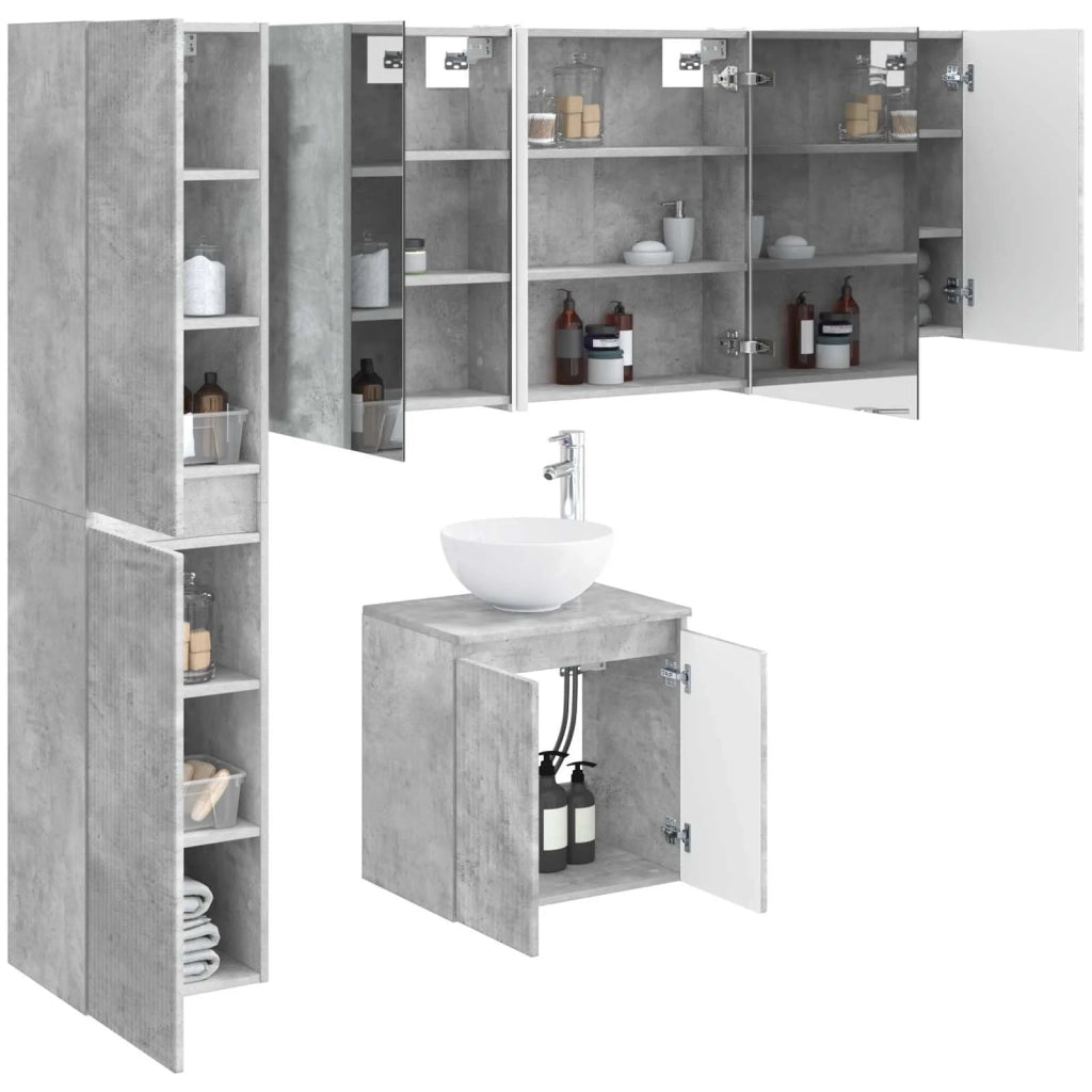 Set di Armadi da Bagno 5 pcs Grigio Cemento 53 x 15,5 x 70 cm 3407306