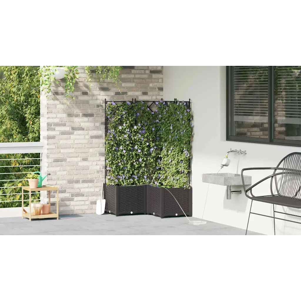 Vaso da giardino 3 pcs Nero Plastica 42002854