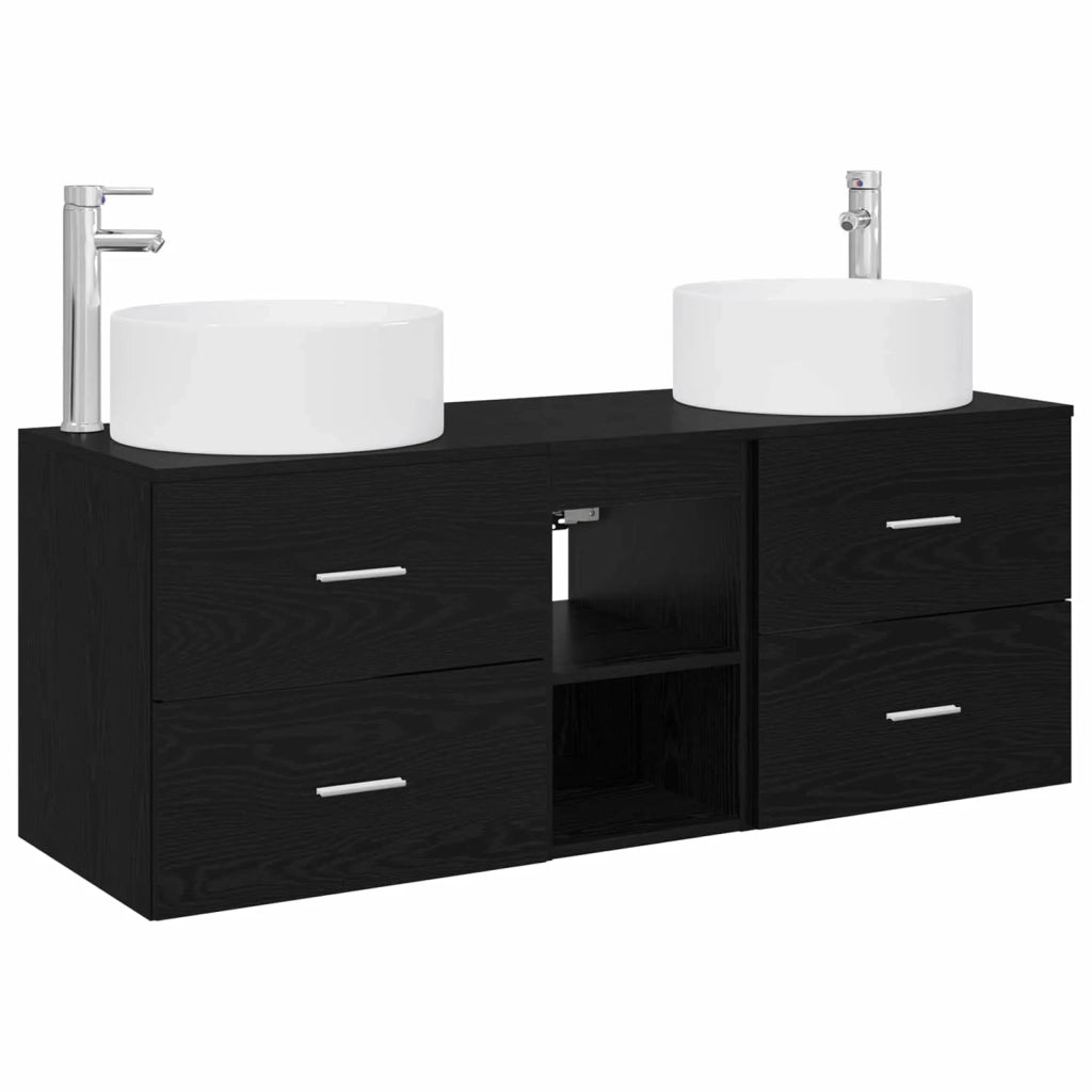 Set di mobili per il bagno 3 pz Nero 49,5 x 44,5 x 65,5 cm 3405948