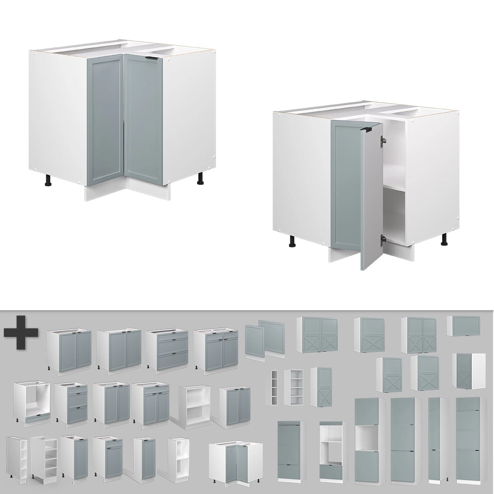 Mobile ad angolo cucina Fame-Line Blu-grigio chiaro/Bianco 80.5 cm, PL Antracite Vicco